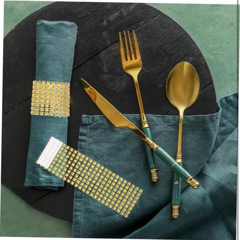 New 24pcs Decorative Napkin Rings with Rhinestones Inlaid Elegant Napkin Holders
